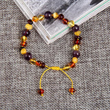 Multicolor Amber Bracelet with Natural Amethyst Braided Bracelets