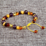 Multicolor Amber Bracelet with Natural Amethyst Braided Bracelets
