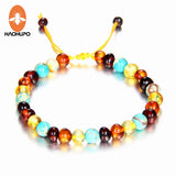 Amber Bracelet with Turquoise Braided Bracelet