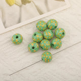 10Pcs 16MM Wood Plant Printed Beads for DIY Jewelry Making