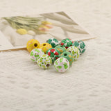 10Pcs 16MM Wood Plant Printed Beads for DIY Jewelry Making