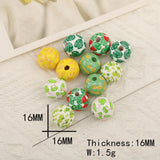 10Pcs 16MM Wood Plant Printed Beads for DIY Jewelry Making
