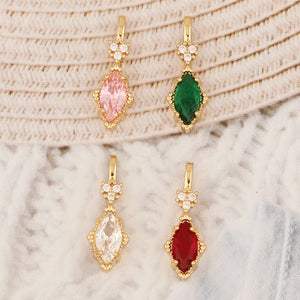 10Pcs 7*19MM Rhombus CZ Charms DIY Jewelry Findings Components