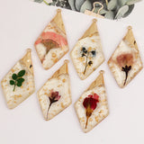 Resin Bead Rhombus Shape Natural Flower Hand Made Jewelry Accessories DIY