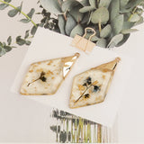 Resin Bead Rhombus Shape Natural Flower Hand Made Jewelry Accessories DIY
