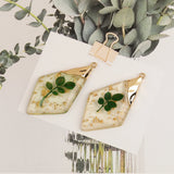 Resin Bead Rhombus Shape Natural Flower Hand Made Jewelry Accessories DIY