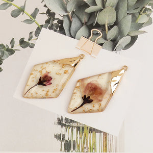 Resin Bead Rhombus Shape Natural Flower Hand Made Jewelry Accessories DIY