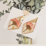 Resin Bead Rhombus Shape Natural Flower Hand Made Jewelry Accessories DIY