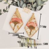 Resin Bead Rhombus Shape Natural Flower Hand Made Jewelry Accessories DIY