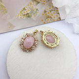 2Pcs CZ Charms Oval Shape DIY Jewelry Findings
