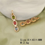2Pcs 8*40MM DIY CZ Charms Multicolor Pendant