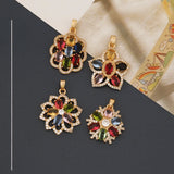 2Pcs CZ Flower Shape Charms for Necklace DIY Making