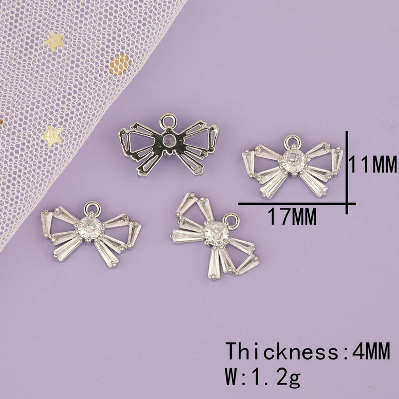 4Pcs CZ Charms Rhodium Jewelry Accessories DIY Findings