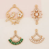 4Pcs DIY CZ Charms Jewelry Findings Multi Shape Hand Made