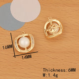 4Pcs Pearl CZ Charms Genuine Plating Pendant Earrings Findings