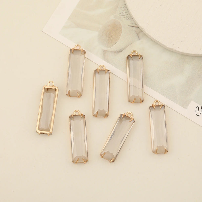 6Pcs Large Rectangle Crystal Pendants Charms DIY Jewelry Findings