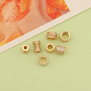 6Pcs Rondelle DIY Jewelry Findings Rhinestone Bead Spacer Copper