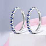 925 Silver Earrings Double Hoop Zircon Heart Star Feather Jewelry