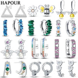 925 Silver Hoop Earring Ladybug Colorful Stud Jewelry Gift