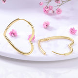 Heart Hoop Earrings CZ Zircon Silver Jewelry Gift