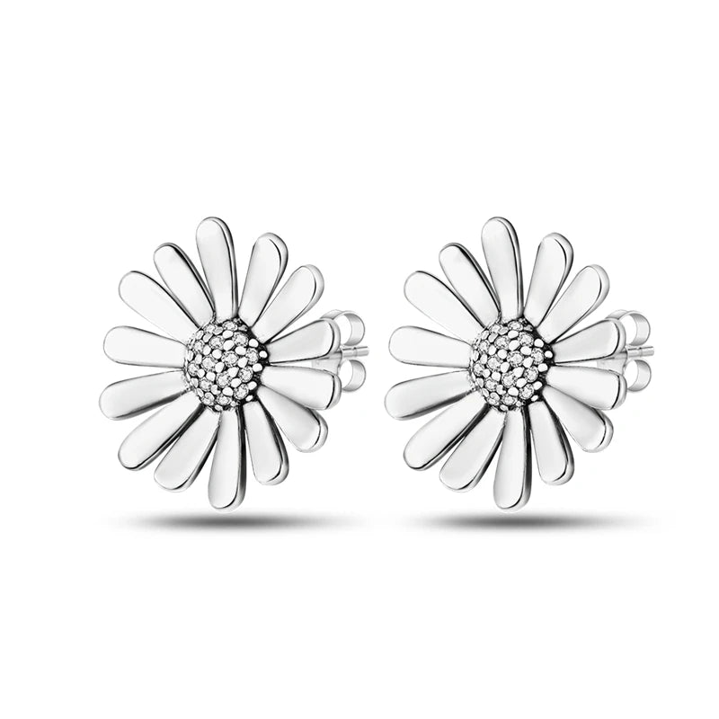 Heart Hoop Earrings CZ Zircon Silver Jewelry Gift