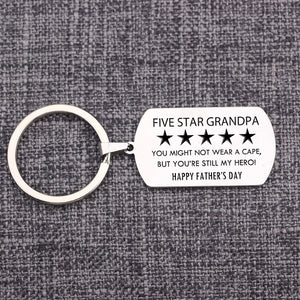 FIVE STAR GRANDPA Keychain Dog Tag Keyring Car Accessory