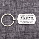 FIVE STAR GRANDPA Keychain Dog Tag Keyring Car Accessory