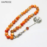 Orange Agate Life Tree Bracelet Islamic Tasbih Allah Pendant