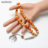 Orange Agate Life Tree Bracelet Islamic Tasbih Allah Pendant