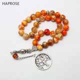 Orange Agate Life Tree Bracelet Islamic Tasbih Allah Pendant
