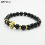 Yellow Agate Beads Lion Head Bracelet 8mm Gemstone Jewelry