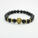 Yellow Agate Beads Lion Head Bracelet 8mm Gemstone Jewelry