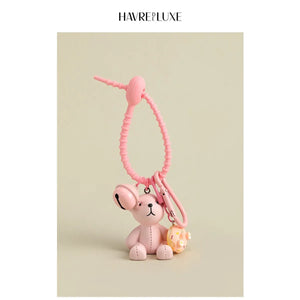 HAVREDELUXE Key Chain Cloth Doll Bear Resin Bag Pendant Car Key Chain