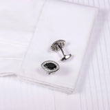 Oval High Men's Crystal Cufflinks Wedding Gift Button