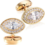 Oval High Men's Crystal Cufflinks Wedding Gift Button