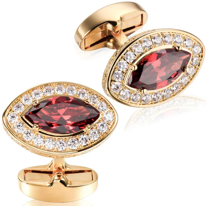 Oval High Men's Crystal Cufflinks Wedding Gift Button