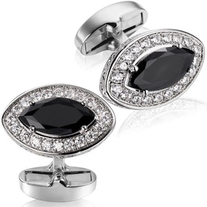 Oval High Men's Crystal Cufflinks Wedding Gift Button