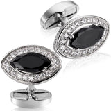 Oval High Men's Crystal Cufflinks Wedding Gift Button