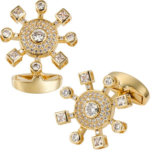Crystal Sun Flower Cufflinks for Men French Shirts Accessories