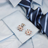 Crystal Sun Flower Cufflinks for Men French Shirts Accessories