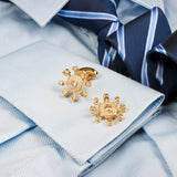 Crystal Sun Flower Cufflinks for Men French Shirts Accessories