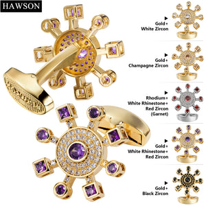 Crystal Sun Flower Cufflinks for Men French Shirts Accessories