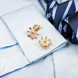 Crystal Sun Flower Cufflinks for Men French Shirts Accessories