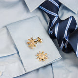 Crystal Sun Flower Cufflinks for Men French Shirts Accessories