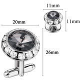 8 pcs Rhodium Crystal Cufflinks Tuxedo Studs Set Mens Wedding Shirt