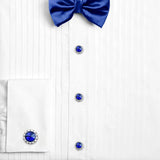 8 pcs Rhodium Crystal Cufflinks Tuxedo Studs Set Mens Wedding Shirt