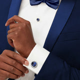 8 pcs Rhodium Crystal Cufflinks Tuxedo Studs Set Mens Wedding Shirt