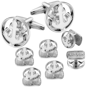 Anchor Cufflinks Studs for Tuxedo Shirts Collar Studs Cuff Links for Men