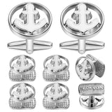 Anchor Cufflinks Studs for Tuxedo Shirts Collar Studs Cuff Links for Men