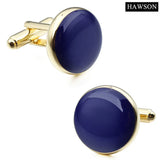 Gold-Plated Enamel Cufflinks Studs Set with Box